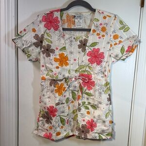 Cherokee floral scrub top